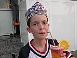 Muscat 03 Mutrah 08 Drinking Cocktail Juice Because the Middle East is largely alcohol-free, other beverages are highly evolved, especially the fruit cocktail. We had a cocktail containing five different fruit juices at Fastfood n Juice Centre just to the left of the entrance to the Mutrah Souq.